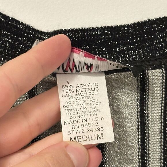 Say What Womens M Knit Babydoll Striped Top Y2K Mall Whimsigoth Grunge Sparkle - Picture 5 of 6